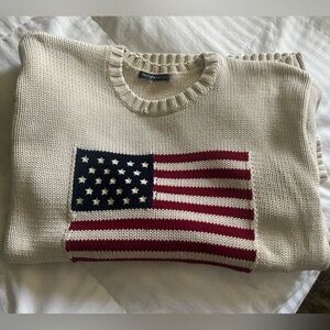 Brandy Melville Cream Knit Sweater, American flag